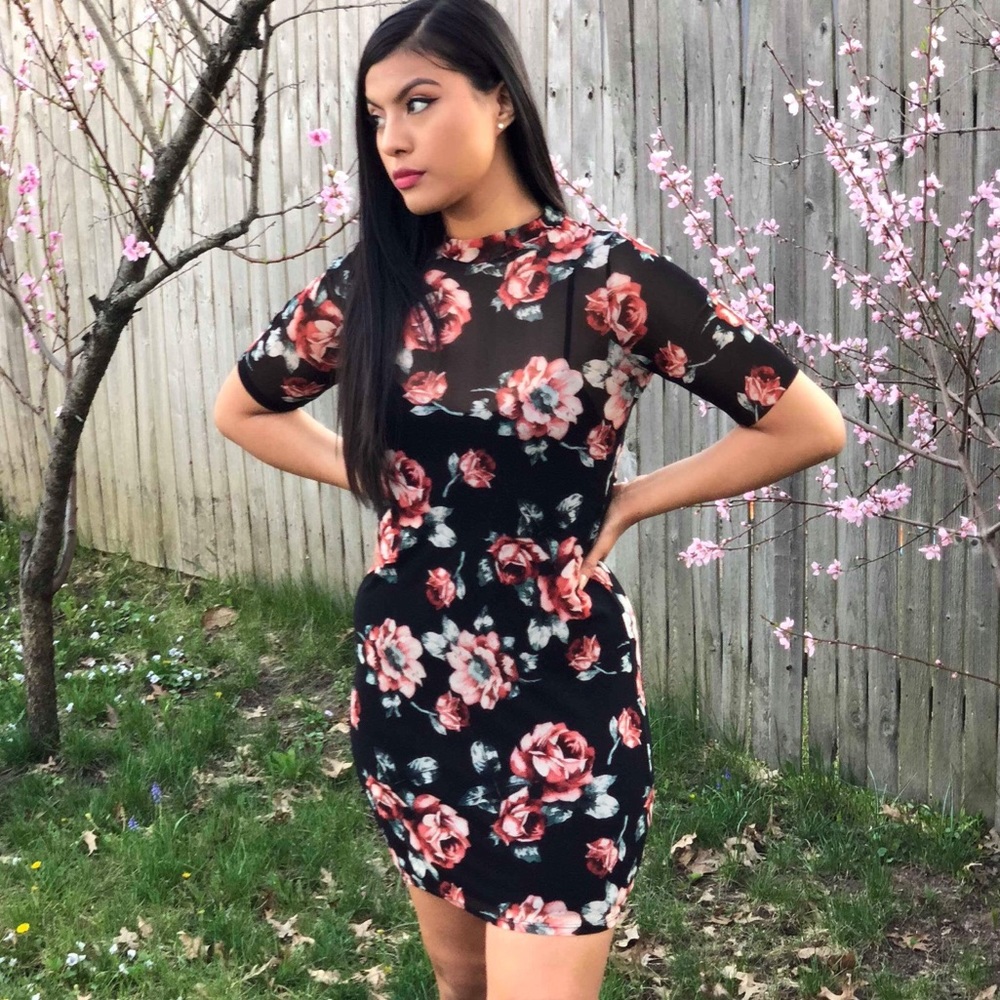 Floral sheer dress 🌹❤️